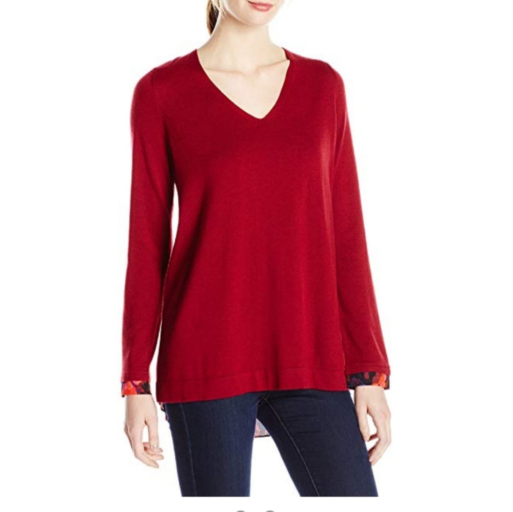NYDJ XS Women's VNeck Sweater with Overlapped Back